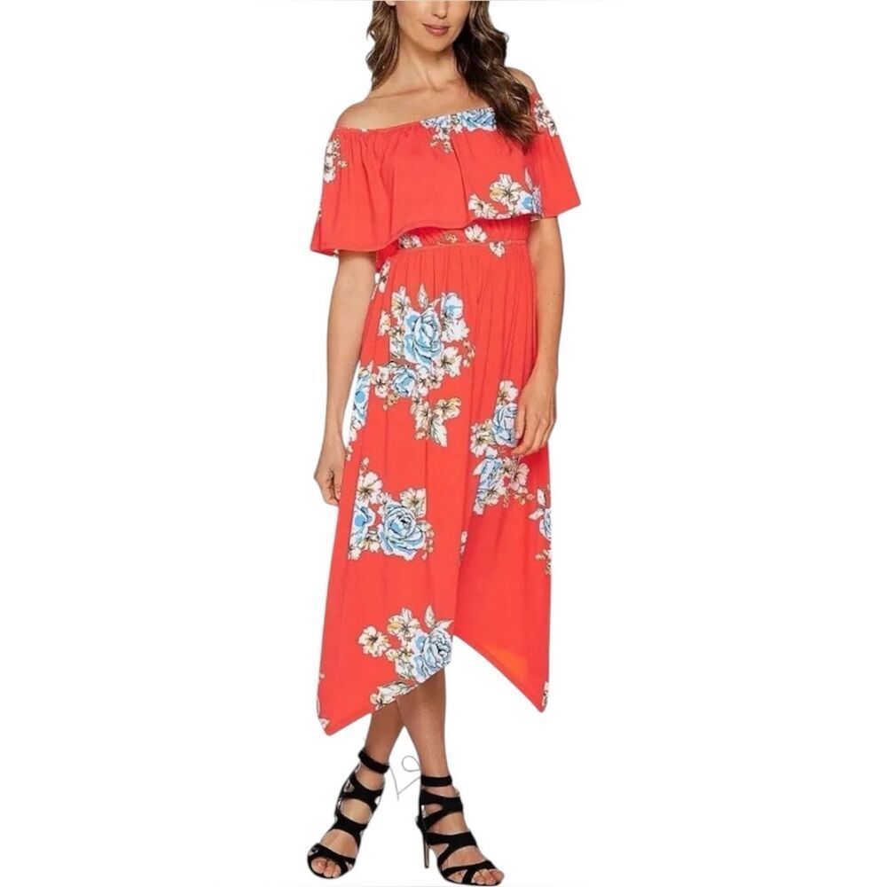 Du Jour Off the Shoulder Floral Printed Knit Dress